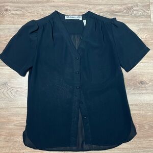 Vintage Black Sheer Blouse size 6, Preloved